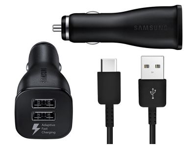 Samsung Auto Dual USB Snellader  USB-C Bulk - Zwart