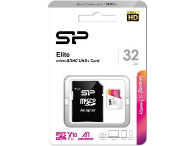 Silicon Power Elite Micro SDHC incl. SD Adapter 32GB UHS-1 U1 A1 V10 Class 10 Color