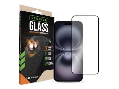 Striker D3O Xtreme Impact Glass Screen Protector - Black Frame - Apple iPhone 14 Pro Max/15 Plus/16 Plus