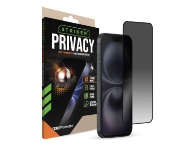 Striker D3O Xtreme Impact Privacy Glass Screen Protector - Black Frame - Apple iPhone 13 Pro/15/16