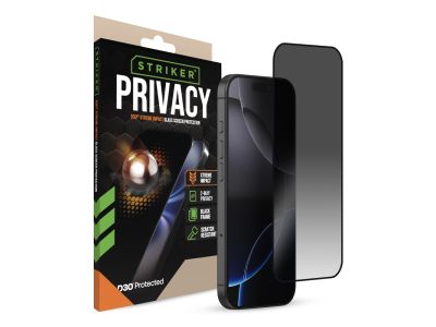Striker D3O Xtreme Impact Privacy Glass Screen Protector - Black Frame - Apple iPhone 16 Pro
