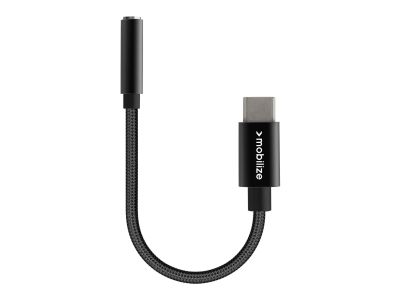 Mobilize Nylon Braided USB-C to 3.5mm Audio Adapter 15cm Black