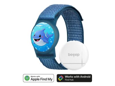 Beeep OneTag Apple Find My & Android Tracker - Kids Wristband Velcro Dolphin