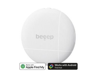 Beeep OneTag Apple Find My & Android Tracker White & Keychain White - 1 pack
