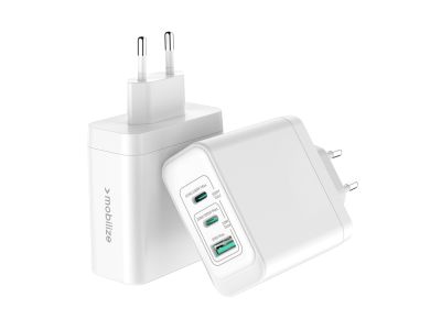 Mobilize Wall Charger 2x USB-C + 1x USB GaN 100W with PD/PPS White